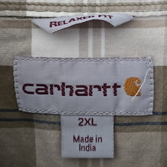 Carhartt Relaxed Fit Button Down Plaid Short Sleeve Shirt Men's Size 2XL - Picture 3 of 4